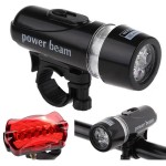 Set headlight and taillight, with leds, for bicycle, black color, type I, flashlight